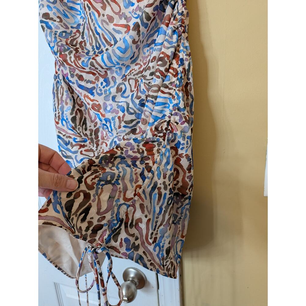 Amanda Uprichard Kaylee Lynx Print Ruched Mini Dress Size Medium - Picture 6 of 10